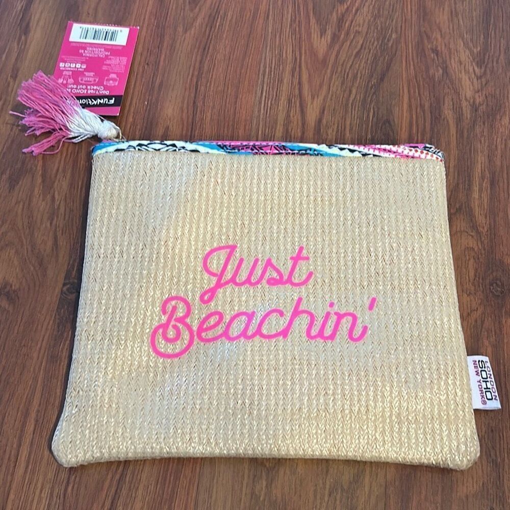 NWT London SOHO New YORK Just Beachin' clutch bag makeup case